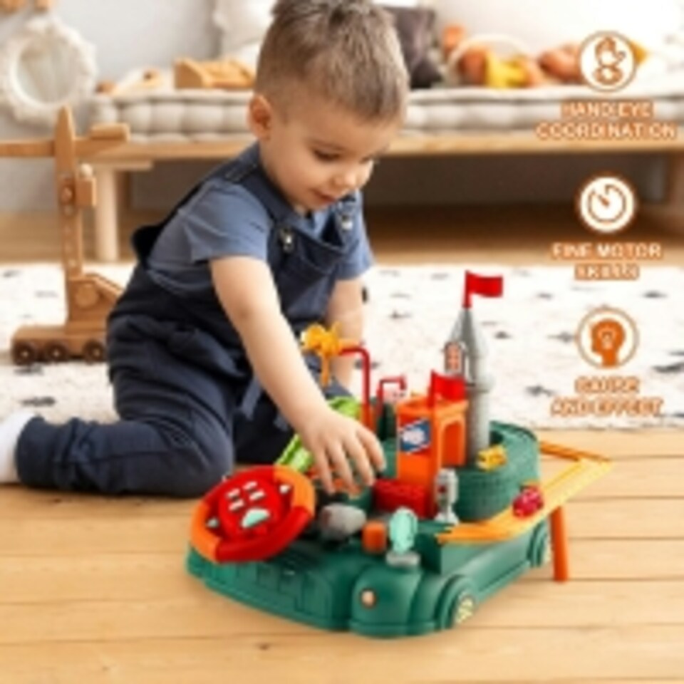 image 1 of Kids Race Track Car Adventure Toy – Preschool Educational Manual Car Racing Playset