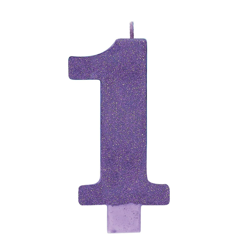 Amscan 1 Glitter Number Candle - Purple - One Size