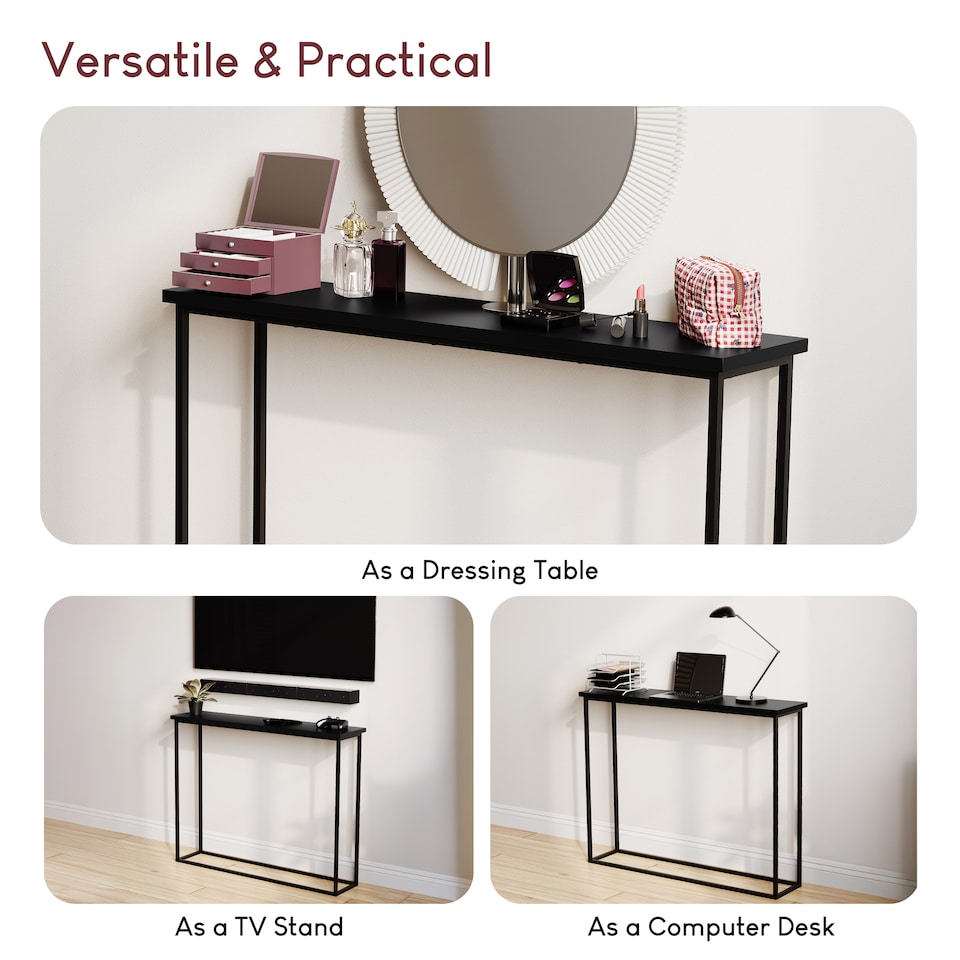 image 1 of Vida Designs Console Table With Metal Leg, Black | Black | Black