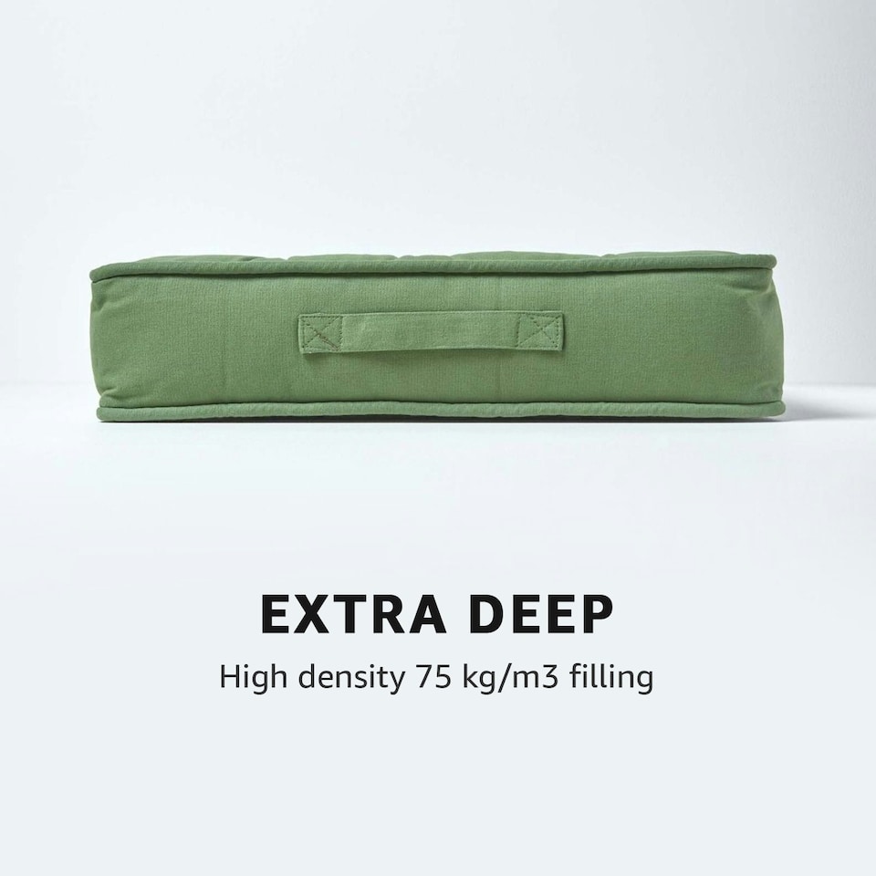 image 1 of Homescapes Forest Green Cotton Armchair Booster Cushion | Green