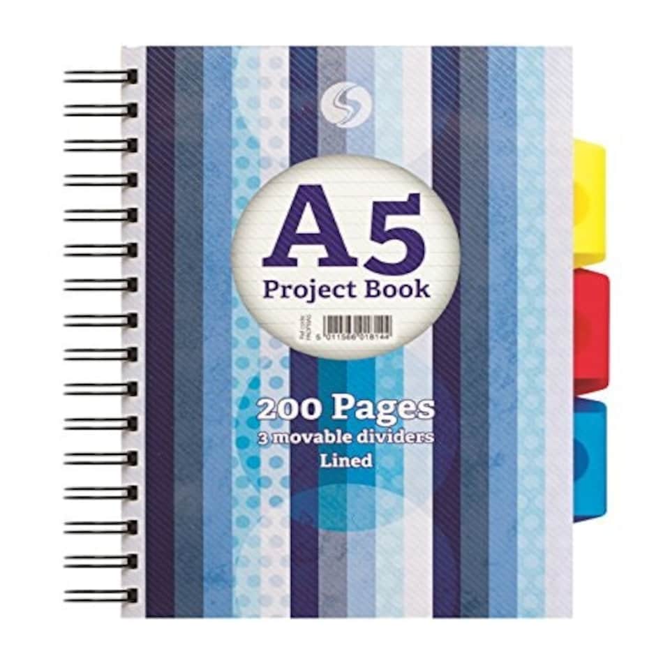 image 1 of Silvine A5 project book 200 pages with 3 part dividers lined spiral book