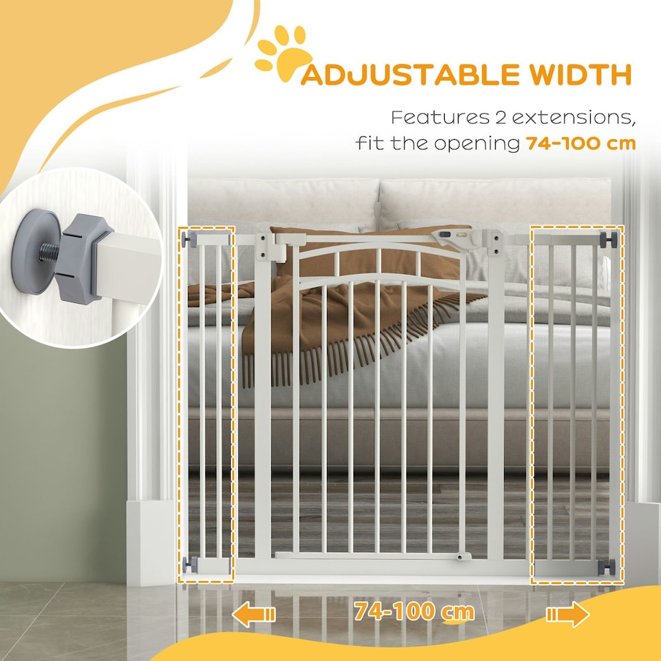 image 1 of Pressure Fit Safety Gate w/ Auto Closing Door, for Small Medium Dogs, 74-100cm