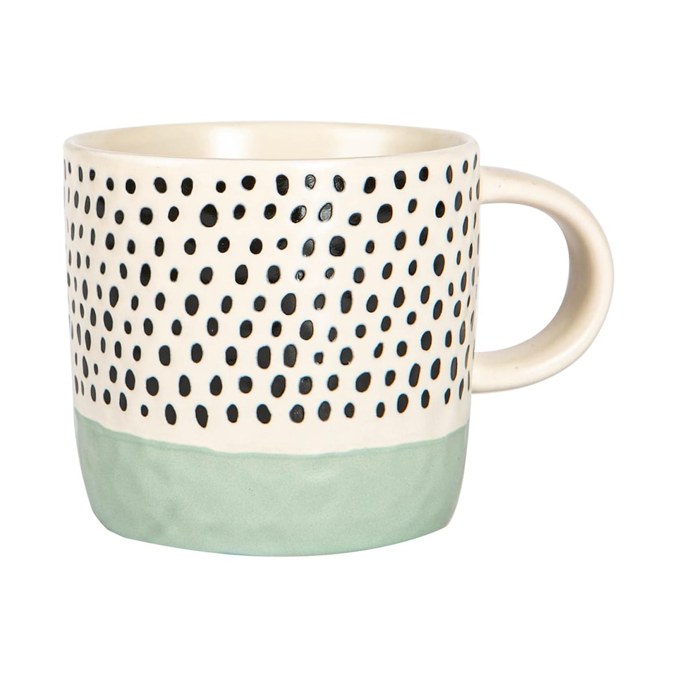 image 1 of Nicola Spring Ceramic Dipped Dots Coffee Mugs - 385ml - Blue - Pack of 6 | Blue | Blue
