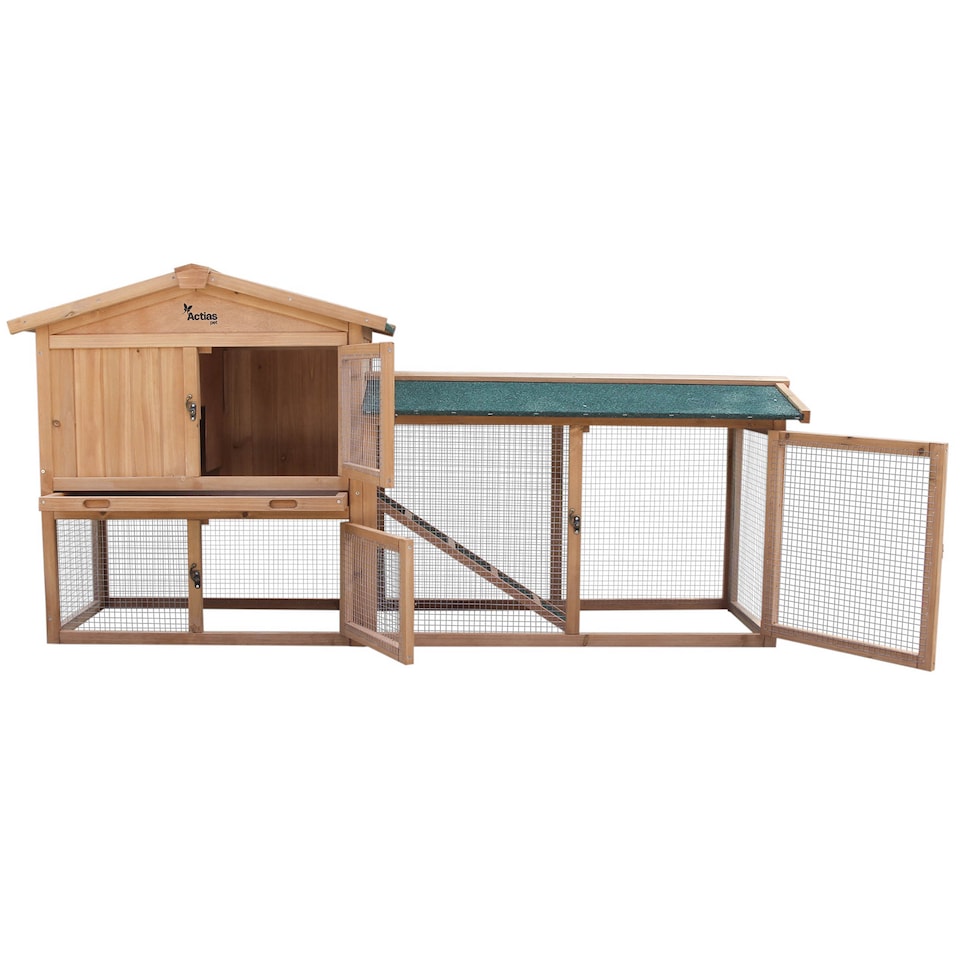 image 1 of Actiaspet - Portable Extra Large Wooden Triangle Rabbit Hutch (Fir & Plywood) | 180 cm x 46 cm x 52 cm (XL Hutch)