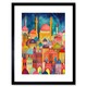 image 1 of Hagia Sophia Evening Cityscape Folk Art Watercolour 9x7" Black Framed Wall Art Print