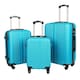 image 1 of Delta Stripe 3 Piece Luggage Set 4 Wheel Spinners Travel Suitcases | Blue