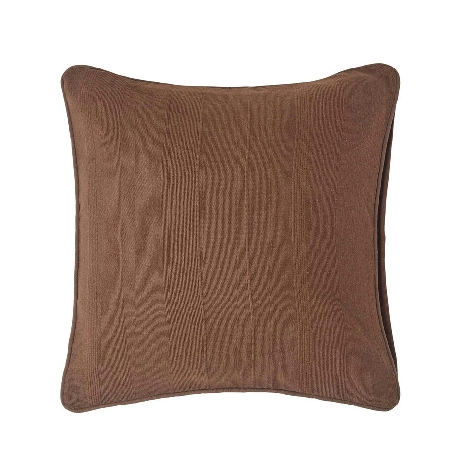 image 1 of Homescapes Cotton Rajput Ribbed Chocolate Cushion Cover - 60 x 60 cm | Brown | Chocolate | 60 x 60 cm