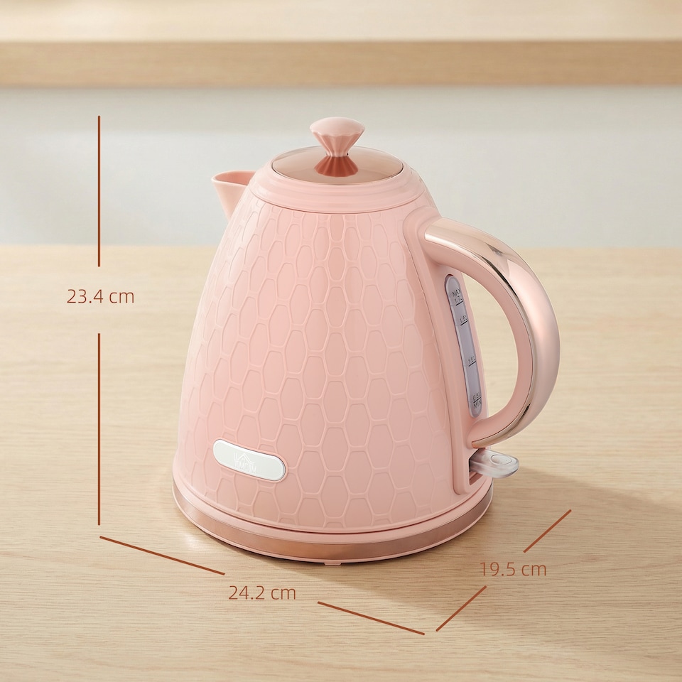 image 1 of HOMCOM Electric Kettle, Fast Boil, 1.7L, 3kW, Auto Shut-off, Light Pink