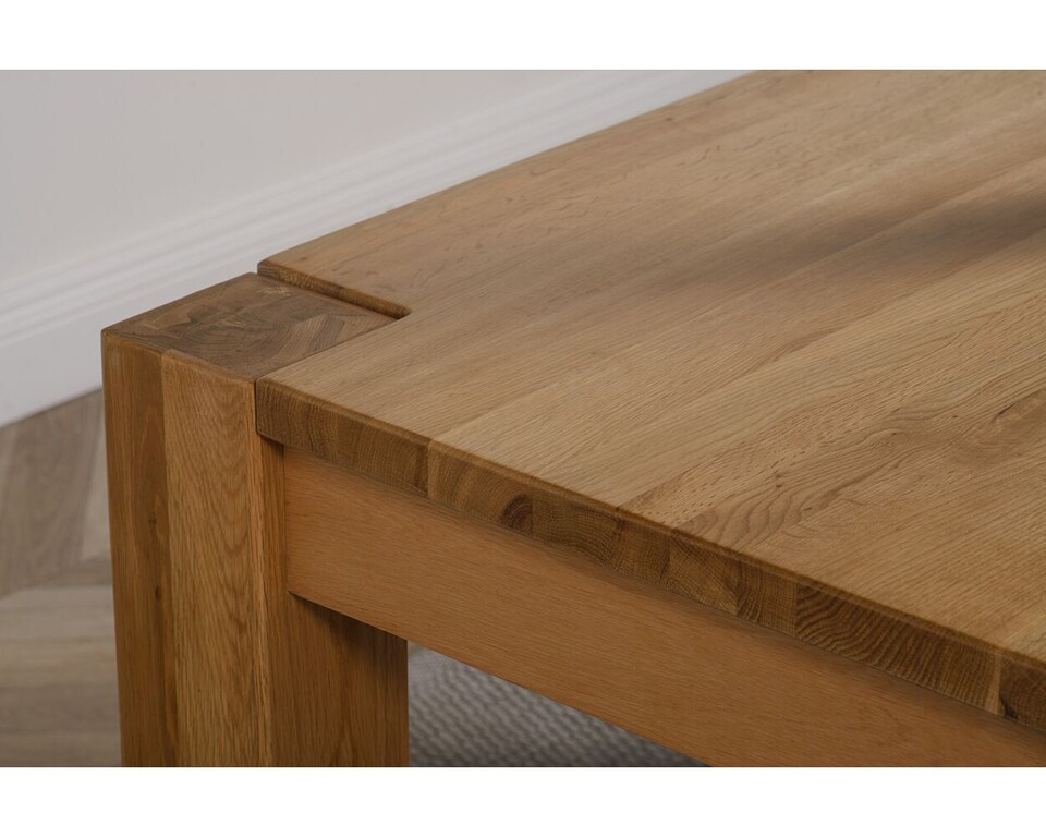 image 1 of Kuba 180 x 90 cm Chunky Oak Dining Table and 8 Lola Leather Chairs | Cream | Cream