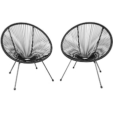 Garden chairs in retro design set of 2 | Black | black | 1