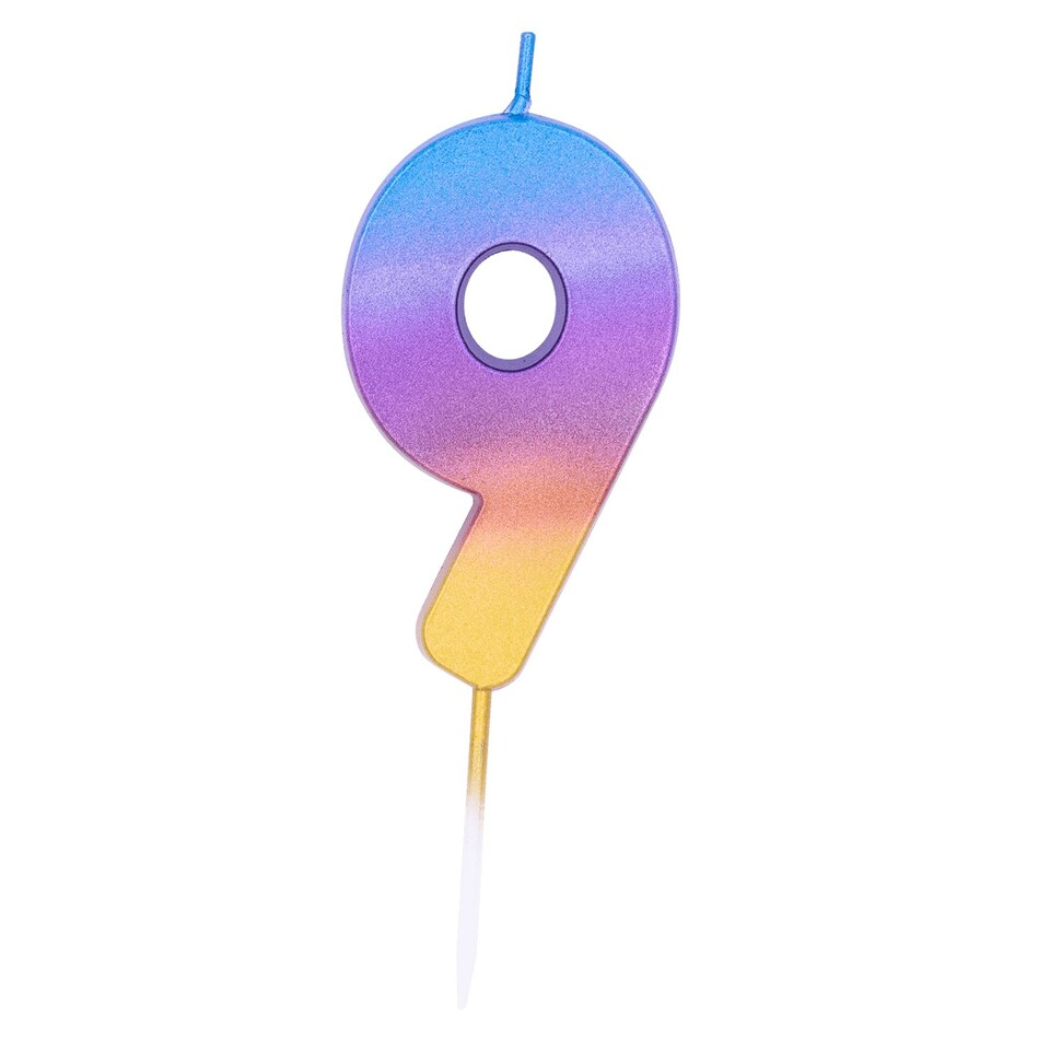 Pioneer Europe Ombre 9th Birthday Candle - Blue/Purple/Gold - One Size