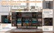 image 9 of VILUXE Mobile Kitchen Island with Foldable Worktop, Hidden Cutlery Drawer, Large Drawer, Adjustable Shelves, Door Racks, Towel Rack, Spice Rack and 5 Wheels, Grey