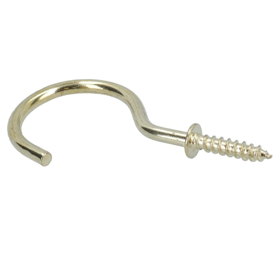 image 1 of 50mm Cup Hook Screws Picture Curtain Hangers Fasteners Brass Coated 20pc