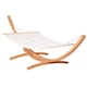 image 1 of Outsunny Outdoor Garden Hammock with Wooden Stand Swing Hanging Bed for Patio White | White