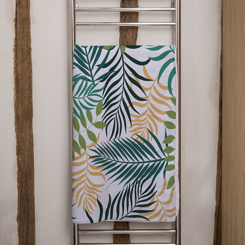 image 1 of Tropical palm leaves Designer Bath Towel | Multi