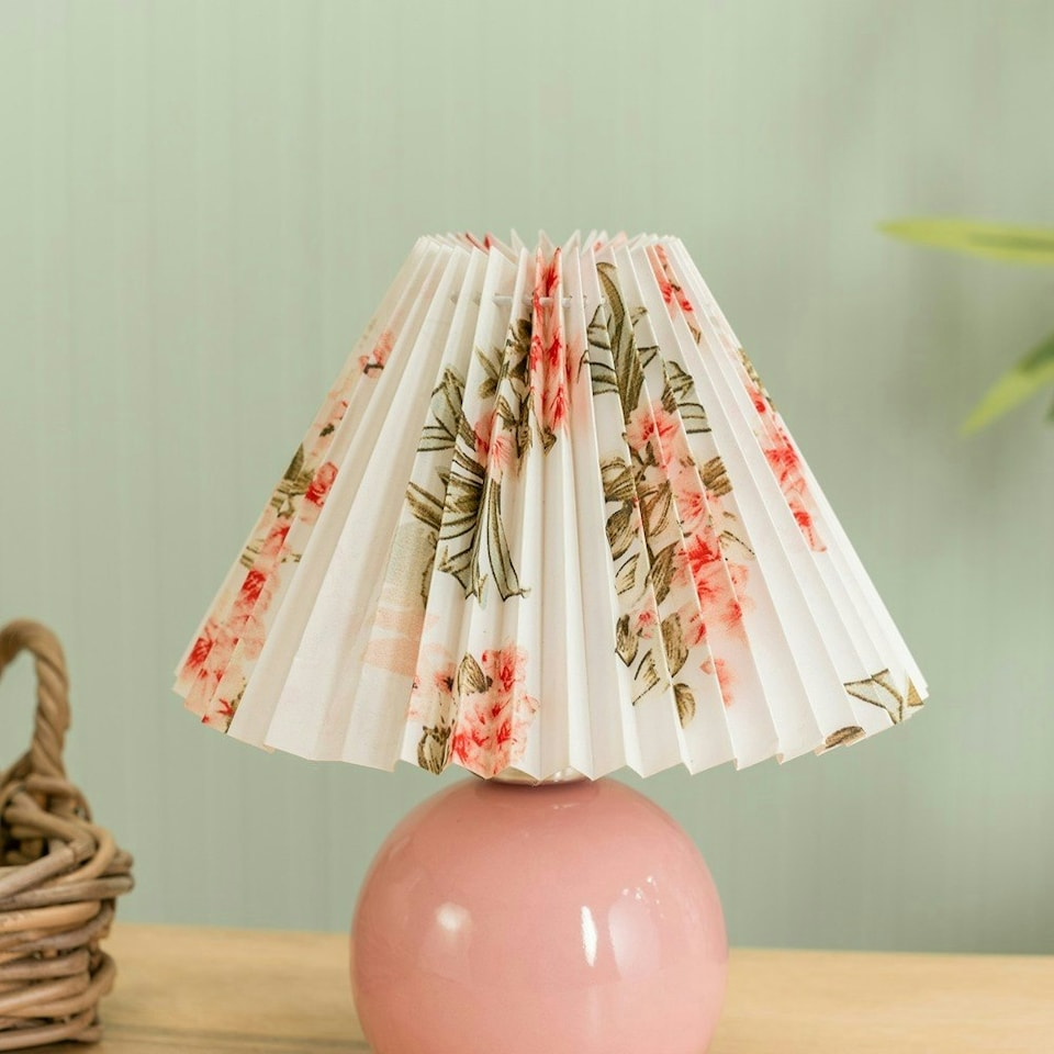 image 1 of ValueLights Pink Floral Touch Button Rechargeable Table Lamp