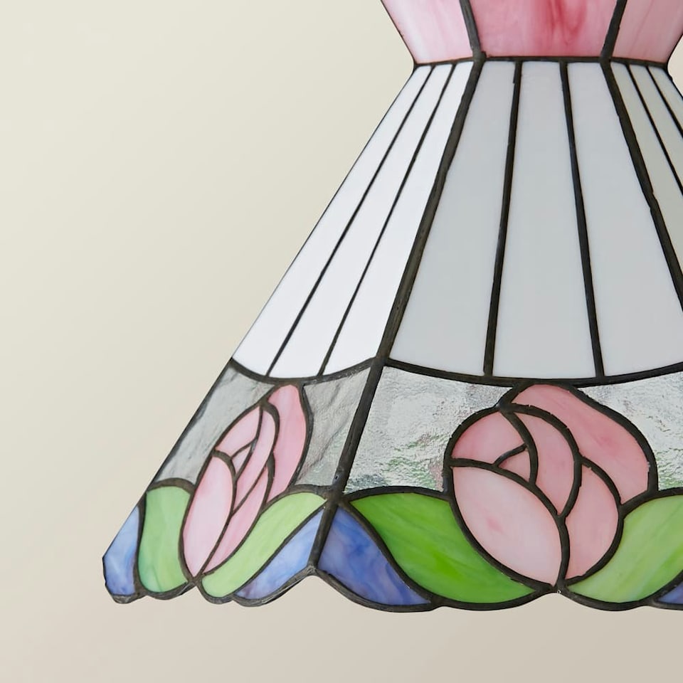 image 1 of ValueLights Evelyn Tiffany Rose Glass Ceiling Pendant Lamp Shade Multi