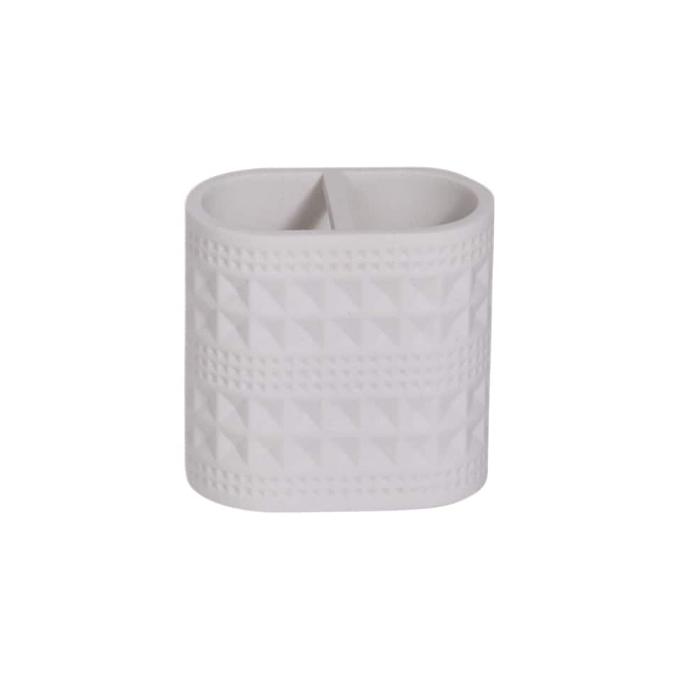image 1 of Maison Soft White Shimmer Toothbrush Holder | White | White | 1