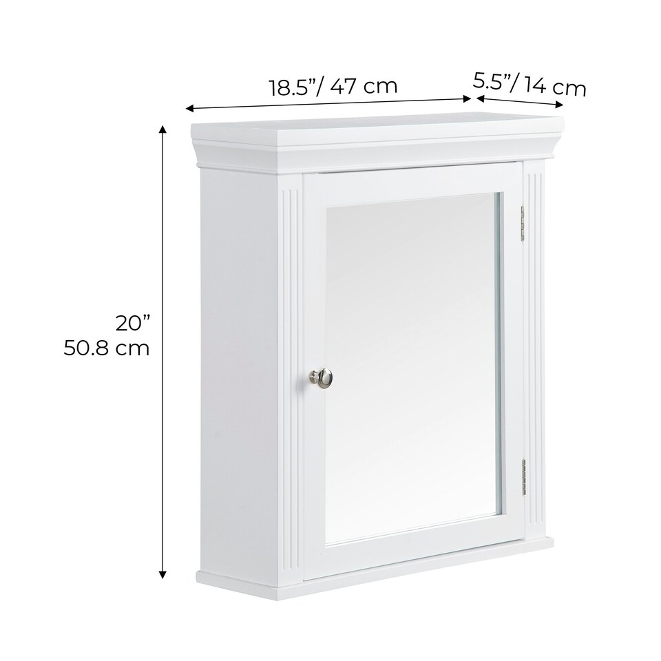 image 1 of Teamson Home Wooden Bathroom Medicine Cabinet Mirror White