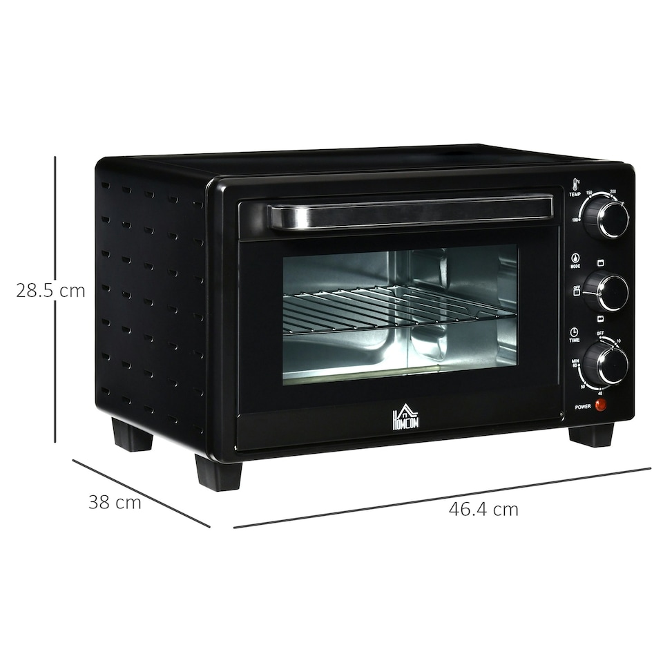 image 1 of HOMCOM Mini Oven 21L Electric Grill w/ Adjustable Temp Timer 1400W, Black