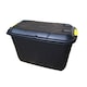 image 2 of 110L Heavy Duty Trunk on Wheels Sturdy, Lockable, Stackable and Nestable Design Storage Chest with Clips in Black