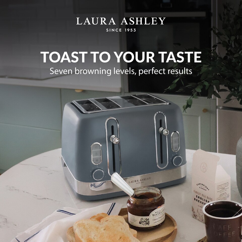 image 1 of Laura Ashley - Dark Slate 4 Slice Toaster - 7 Browning Levels - 1850W