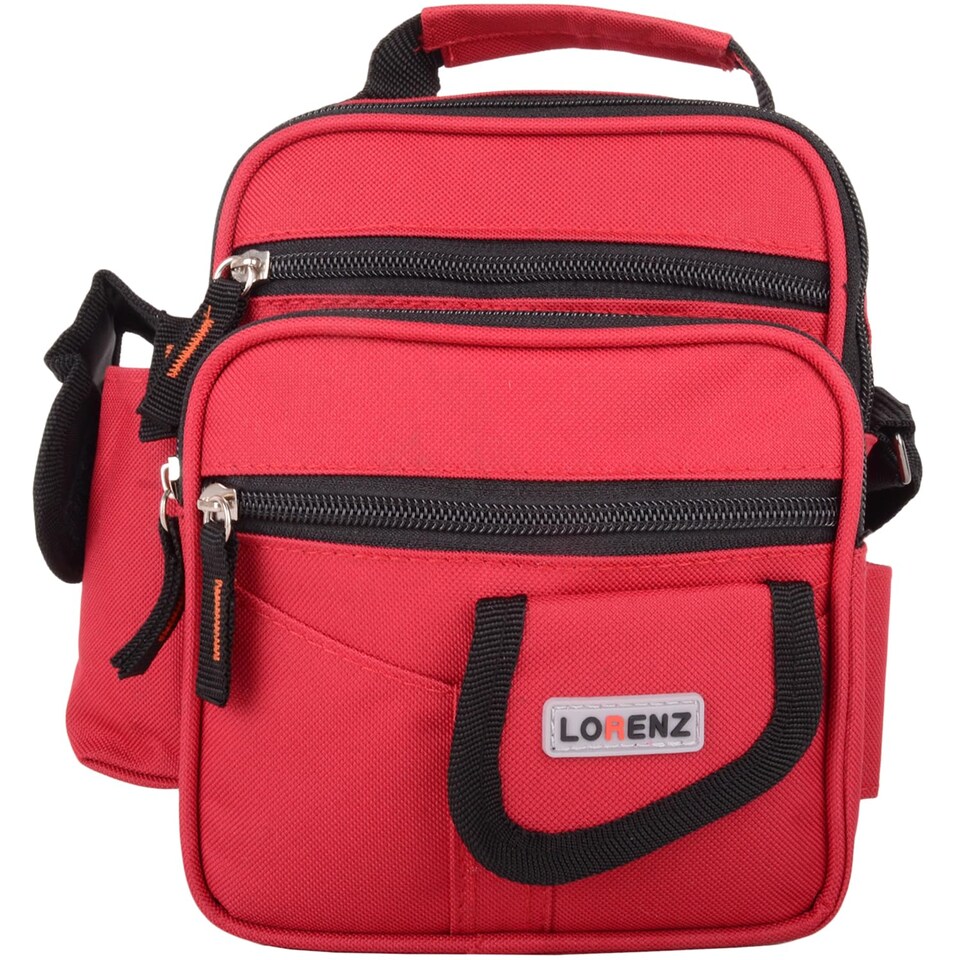 image 1 of Lorenz Handy Canvas Style Multi-Purpose Practical Shoulder Cross Body Travel Bag | Red | Red