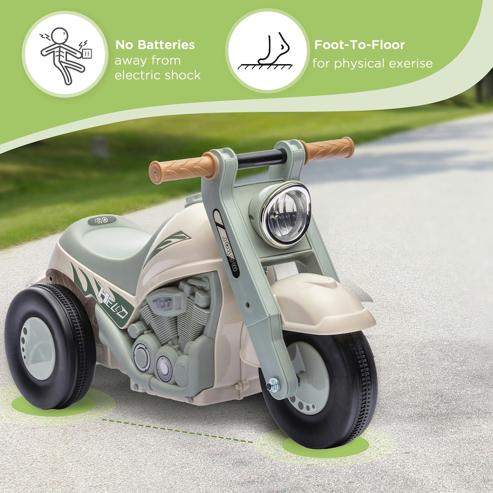 image 1 of AIYAPLAY Ride On Car Foot To Floor Kids Car w/ Music, Bubble - Cream White
