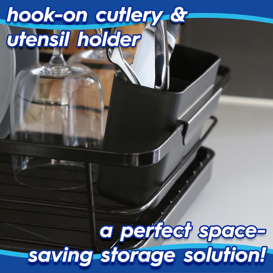 image 1 of Harbour Housewares Metal Dish Drainer Rack with Drip Tray - Black | Black | Black