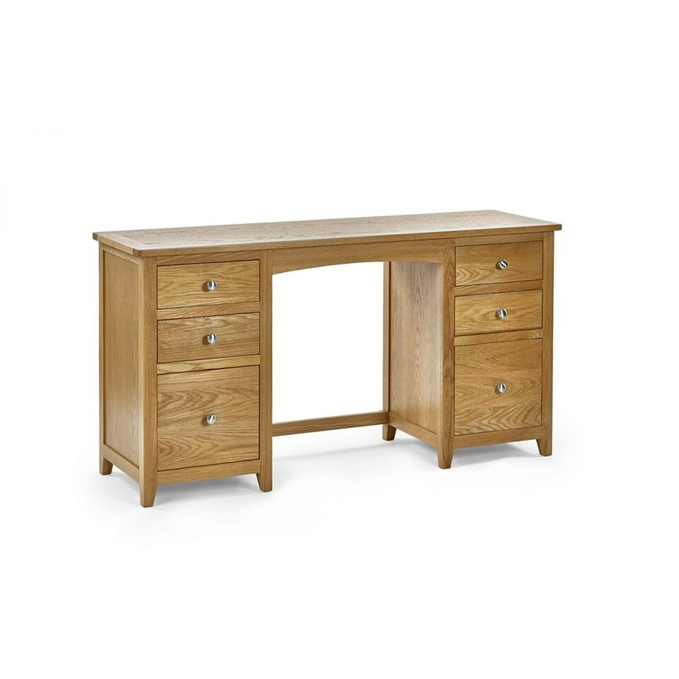 image 1 of Solid Oak Twin Pedestal Dressing Table and Stool Set - FSC Mix