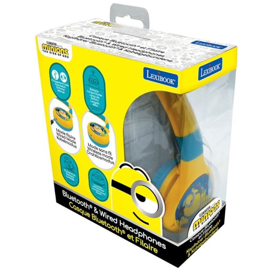 image 1 of Lexibook HPBT010DES Minions Bluetooth & Wired Foldable Headphones