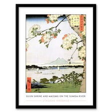 Hiroshige Suijin Shrine And Massaki On Sumida River Framed Wall Art Print A4
