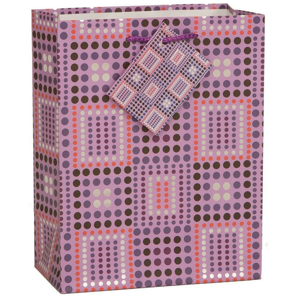 Dotted Foil Gift Bag - Lavender - 23cm x 18cm