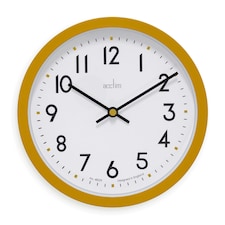Acctim Elstow Small Kitchen Wall Clock Quartz Retro Style 20cm Yellow | Mustard