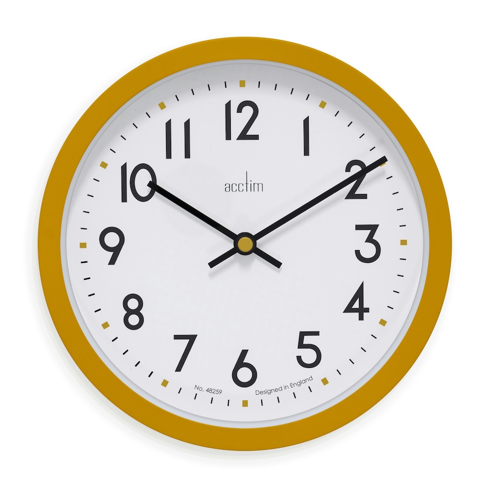 image 1 of Acctim Elstow Small Kitchen Wall Clock Quartz Retro Style 20cm Yellow | Mustard