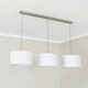 image 1 of ValueLights Reni White Drum Shade 3 Drop Bar Chrome Diner Ceiling Pendant Light with Bulbs Silver