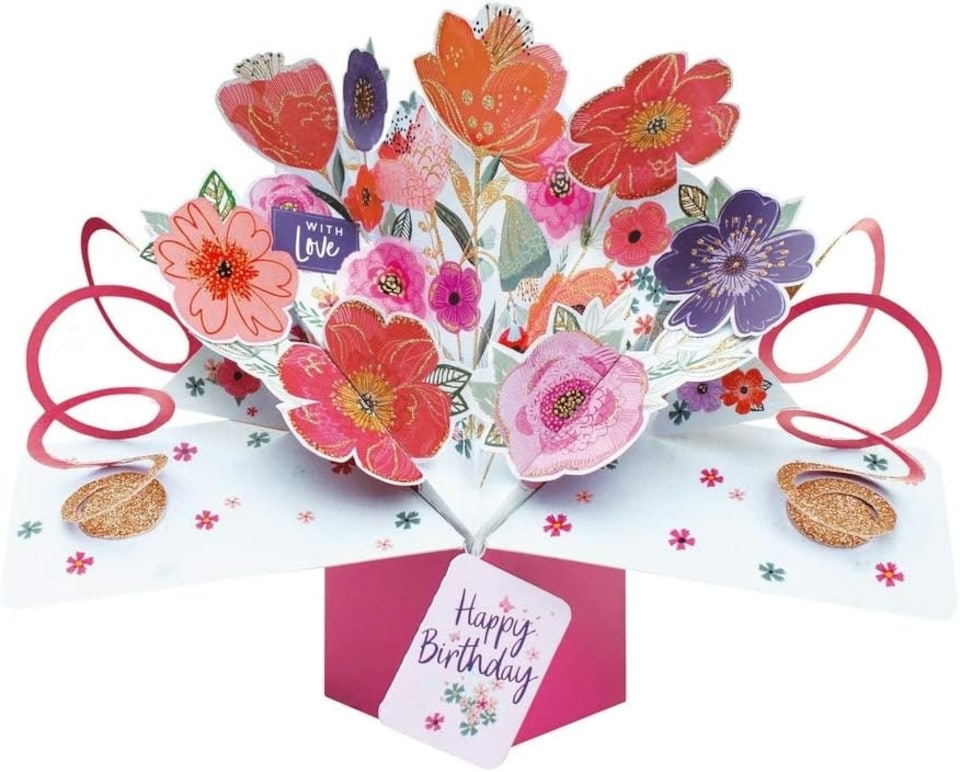 image 1 of Flowers Design 3D Pop-Up Greeting Card