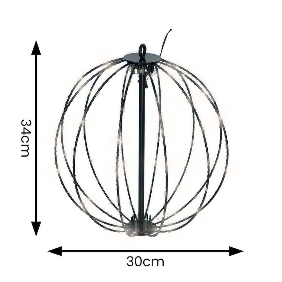image 1 of ValueLights Solar Hanging Ball Black Metal Lantern Ground Stake Light | Black