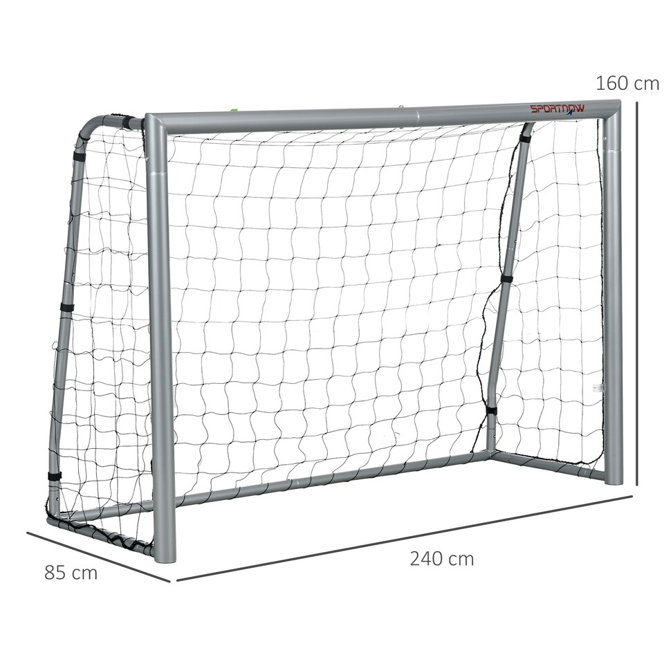 image 1 of SPORTNOW 8ft x 5ft Football Goal, Football Net for Garden, Training Goal with Ground Stakes, Steel Frame | Grey