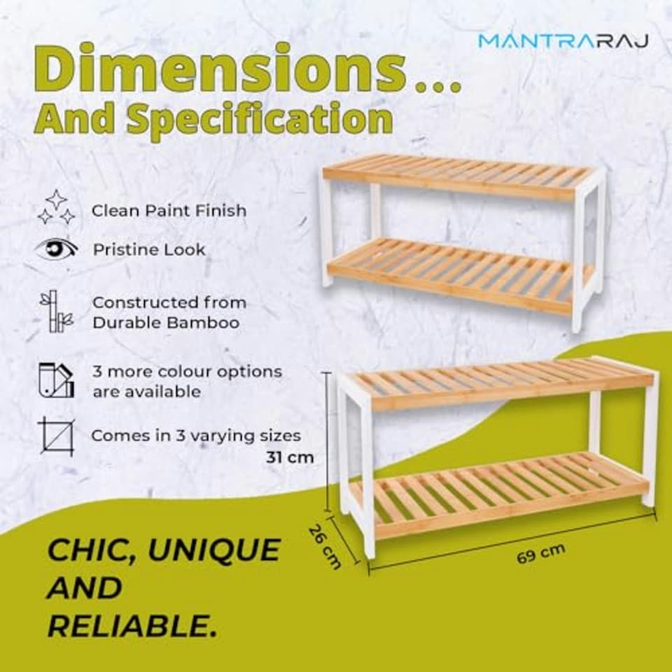 image 1 of 2 Tier Bamboo Shoe Rack Strong Design Shelf Organiser Holds up to 8 Pairs of Shoes Brown