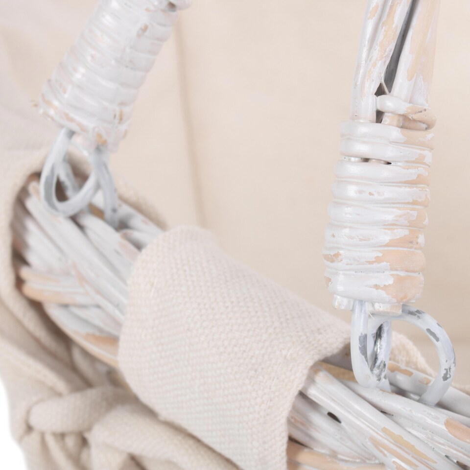 image 1 of Small White Swing Handle Wicker Shopper with White Lining | White | White