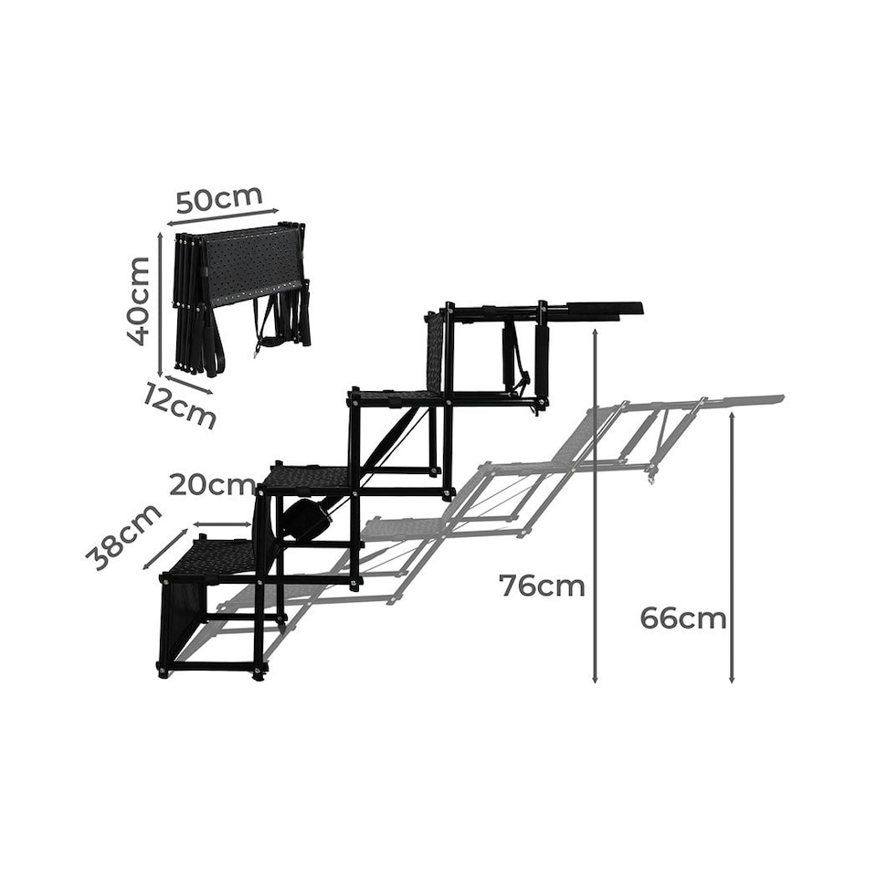 image 1 of Skylos Pet Stairs Dog Ramp Foldable 4 Steps Height Adjustable Portable for Car