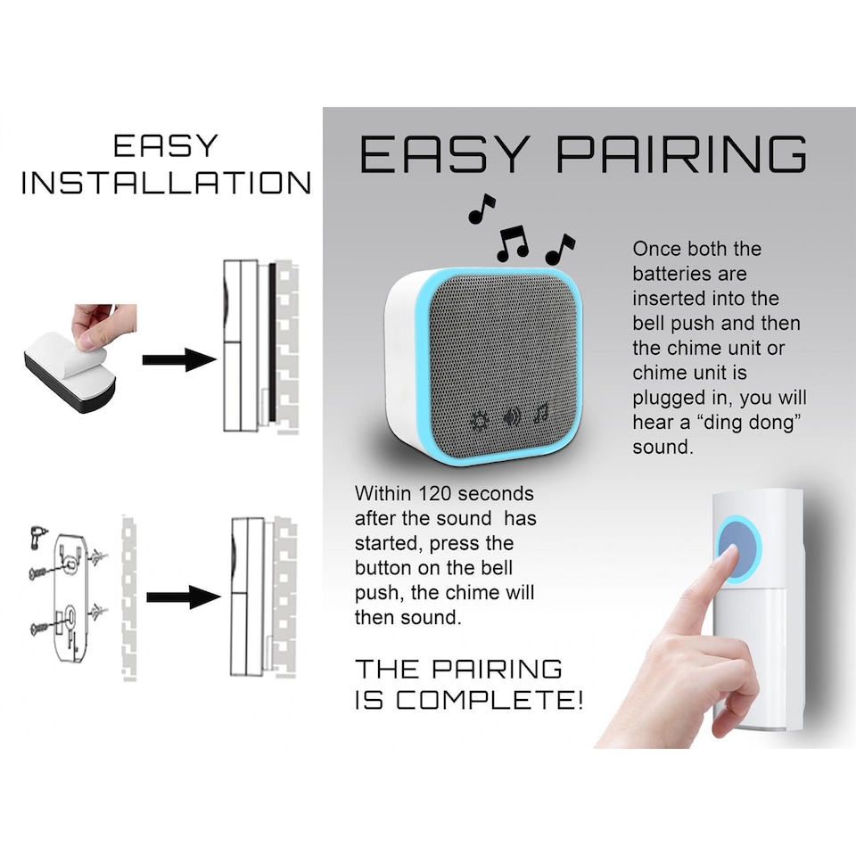 image 1 of Uni-com Portable And Plug-in Door Chime Set (UK Plug) | Multi | Multi Colour | White | 1