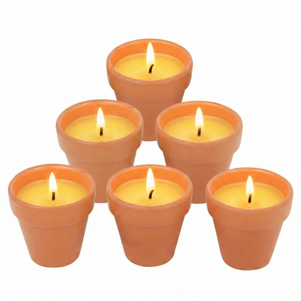 image 1 of Citronella Scented Candles Bug Mosquito Fly Repellent Indoor Garden Wax | Yellow | Set of 6 | 6