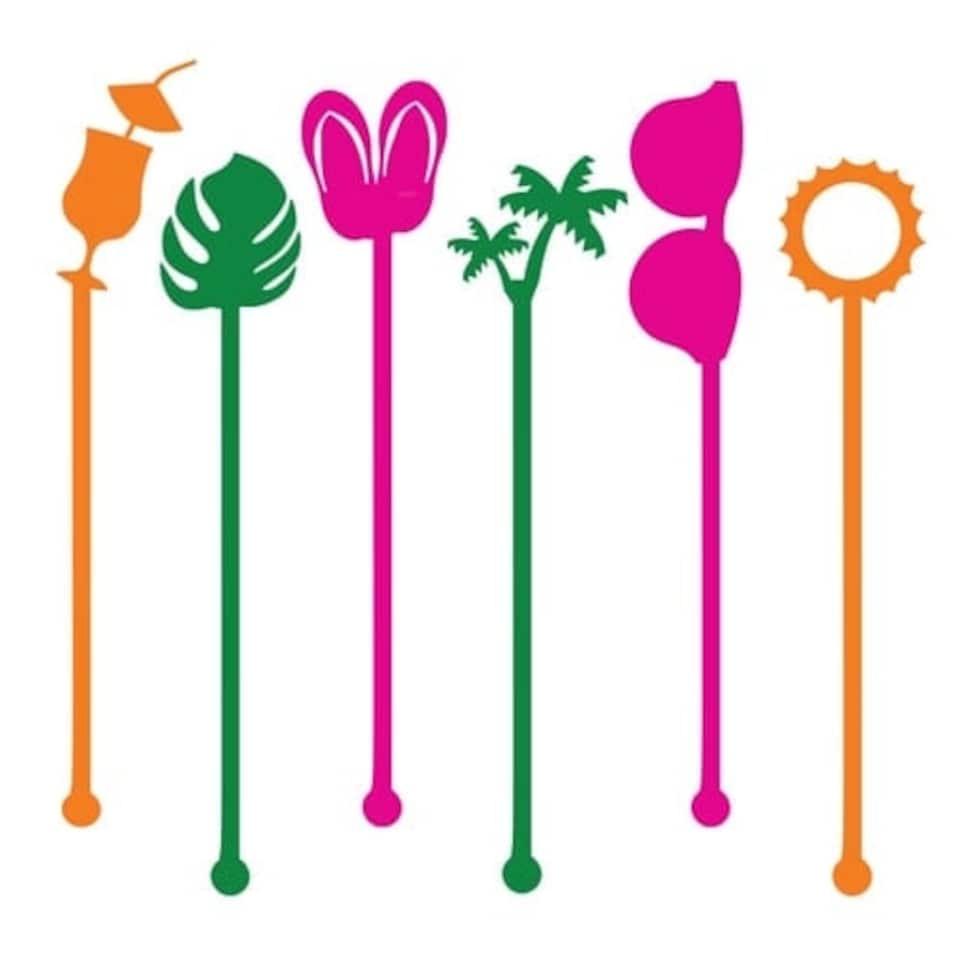 image 1 of Summer Time Bright Acrylic Drink Stirrers - Pack of 6