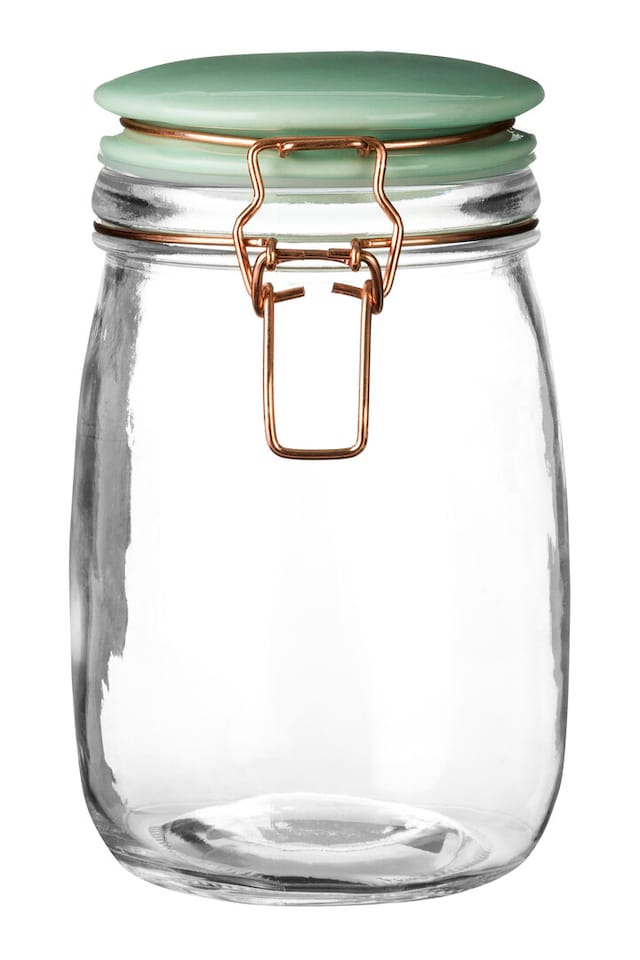 Luca Retro Pastel Green Glass Jar- 1000ml