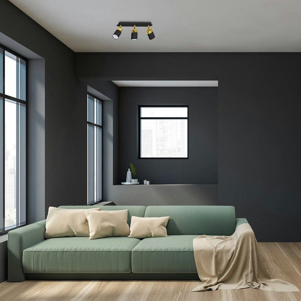 image 1 of Milagro Ceiling Lamp Joker Black/Gold 3XGU10