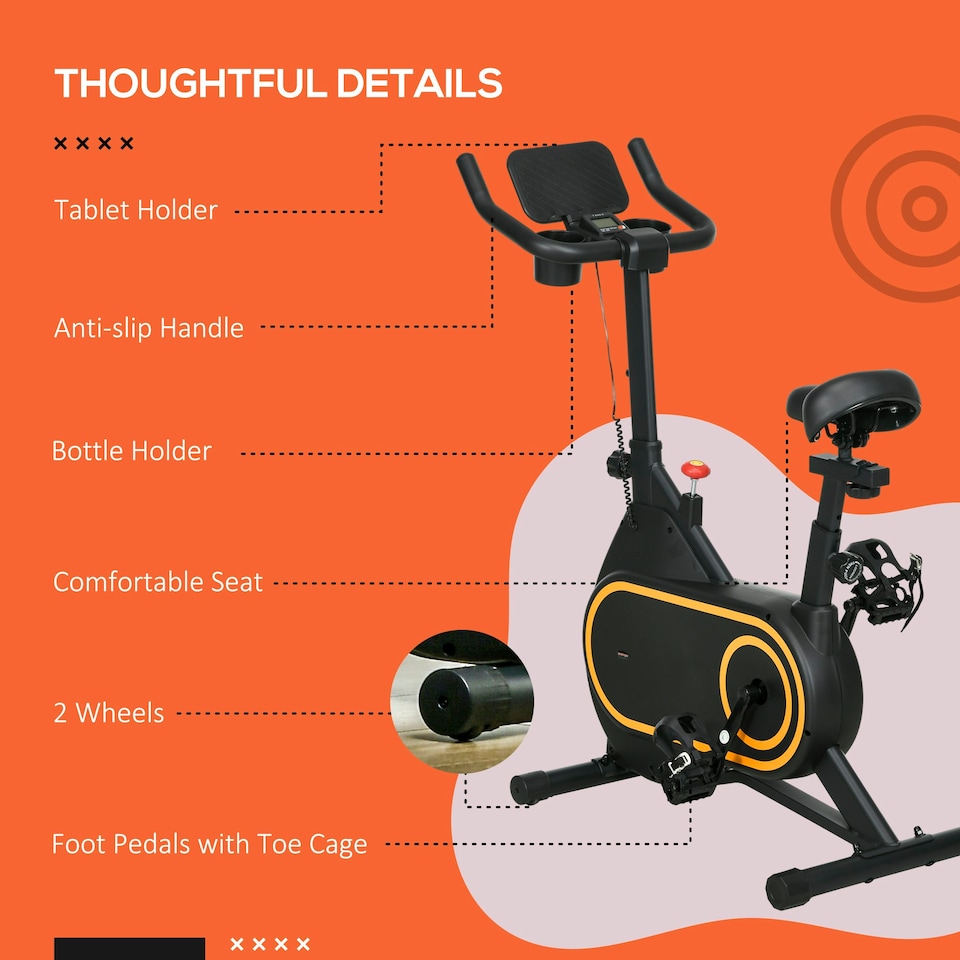 image 1 of SPORTNOW Exercise Bike, Stationary Bike w/ LCD Display for Home Cardio Workout