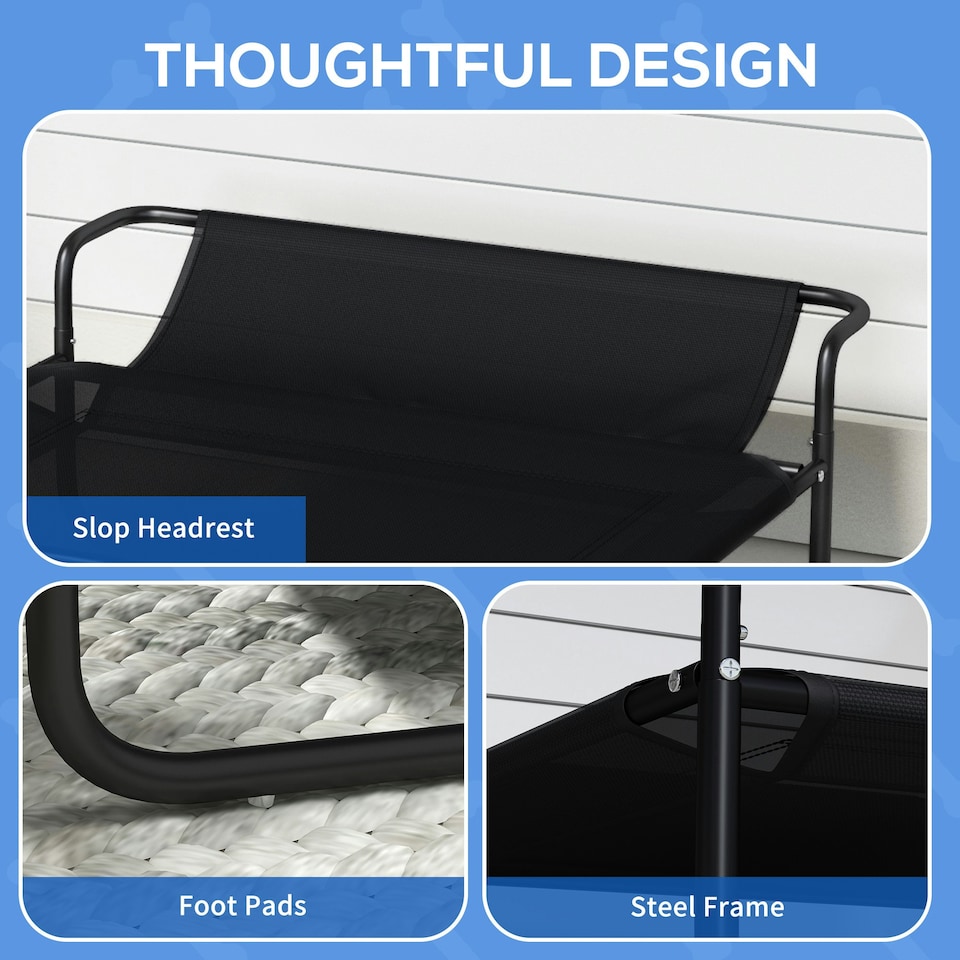 image 1 of PawHut Raised Dog Bed with Slope Headrest, for Medium Dogs