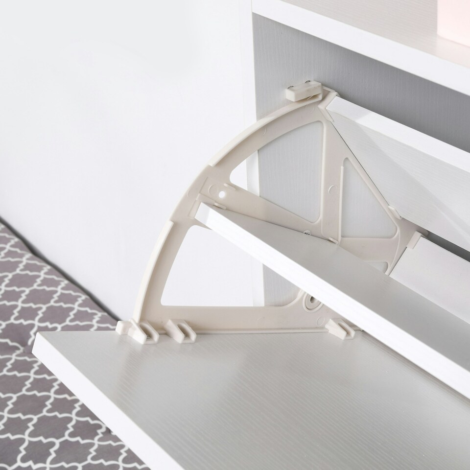image 1 of HOMCOM Shoe Storage Cabinet Footwear Organiser Space-saving w/ 3 Drawers -White